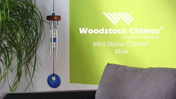 Woodstock Wind Chimes Signature Collection, Mini Stone Chime, 10" Purple Silver Wind Chime MSCU, 2 of 8, play video