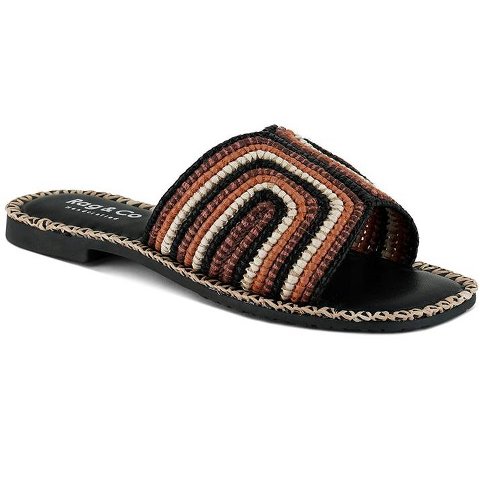 Обувь Rag & Co Womens Kente Patterned Raffia Slip-On Flats 8