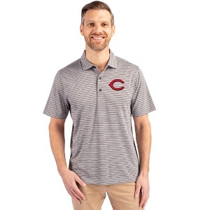 Cincinnati Reds Cutter & Buck Forge Eco Heather Stripe Stretch Recycled Mens Polo - Elemental Grey Heather - 1X Large - 1 of 1