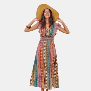 Women's V-Neck Flutter Sleeve Maxi Dress - Cupshe - 1 of 4