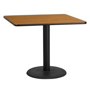 Emma and Oliver 36" Square Laminate Table Top with 24" Round Table Height Base - 1 of 2
