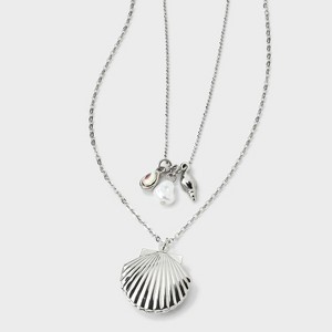 Scallop & Pearl Duo Necklace Set - Wild Fable™ Silver : Target