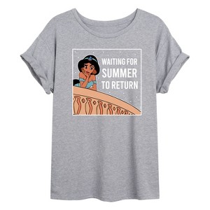 Women's - Disney - Jasmine Waiting for Summer Oversized Graphic T-Shirt - 1 of 4