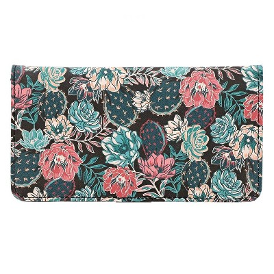 Checkbook Cover Check Book Case Printed Cactus Succulent Wallet for Women 6.9 x 3.75 inches