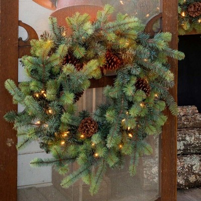 Park Hill Collection Blue Spruce Wreath with LED Lights, Large