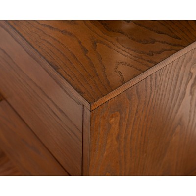 Reid Walnut 2 Drawer Mid-Century Modern Nightstand with Bronze Hardware