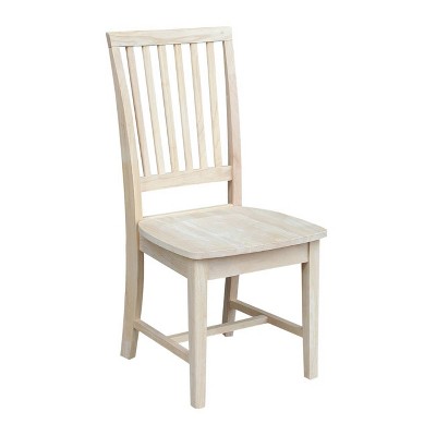 Classic Unfinished Solid Parawood High Slat Side Chair, Set of 2