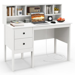 Tangkula Computer Desk Studying Writing Desk Workstation w/Storage Shelf & Drawers for Home Office - 1 of 4
