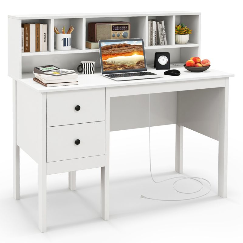 Tangkula Computer Desk Studying Writing Desk Workstation w/Storage Shelf & Drawers for Home Office, 1 of 10