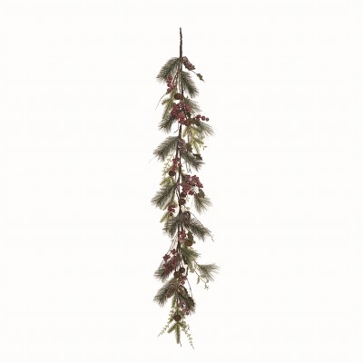 Transpac Artificial Multicolor Christmas Fir and Berry with Bells Garland