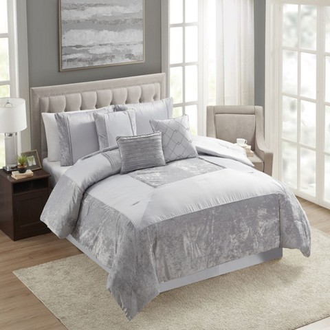 Sweet Home Collections Комплект постельного белья Sweet Home Collection Luna из велюра, King, синий, 7 предметов