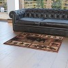 Emma and Oliver Accent Rug with Mother Brown Bear and 2 Cubs Nature Scene and Leaf and Bear Track Detailing for Home, Cabin or RV - 2 of 4