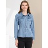 INSPIRE CHIC Women's Vintage Long Sleeve Washed Button Down Denim Jacket - 2 of 4