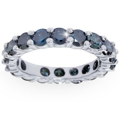 Pompeii3 3ct Blue Diamond Eternity Ring 14K White Gold