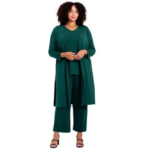 Avenue Women's Plus Size Duster Cardigan - 1 of 2
