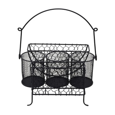 Black Stainless Steel Multi-Compartment Condiment Caddy