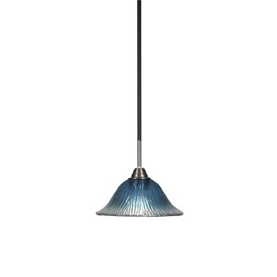 Toltec Lighting Paramount 1 - Light Pendant in  Matte Black/Brushed Nickel with 10" Teal Crystal Shade