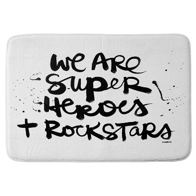 Kal Barteski Superheroes Cushion Bath Mat Black - Deny Designs