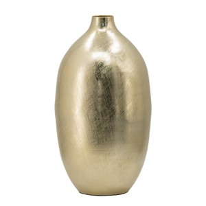 8.5x8.5x18.5" Aluminum Vase, Gold Streaks - 1 of 4