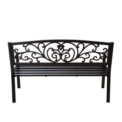 Evergreen Black Metal Scrollwork Garden Bench