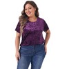 Agnes Orinda Women's Plus Size Velvet Soft Crew Neck Short Sleeve Party T-Shirts - 3 of 4