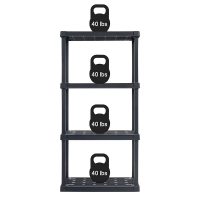 IRIS USA Black 4-Tier Plastic Shelving Unit