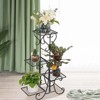 Slickblue Exquisite Carved Metal Plant Stand, Holds 3-4 Pots, Decorative, Black, 19.7x32in - 3 of 4