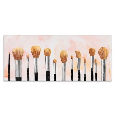 Stupell Industries Pink Makeup Brush Collection, 48" x 20"