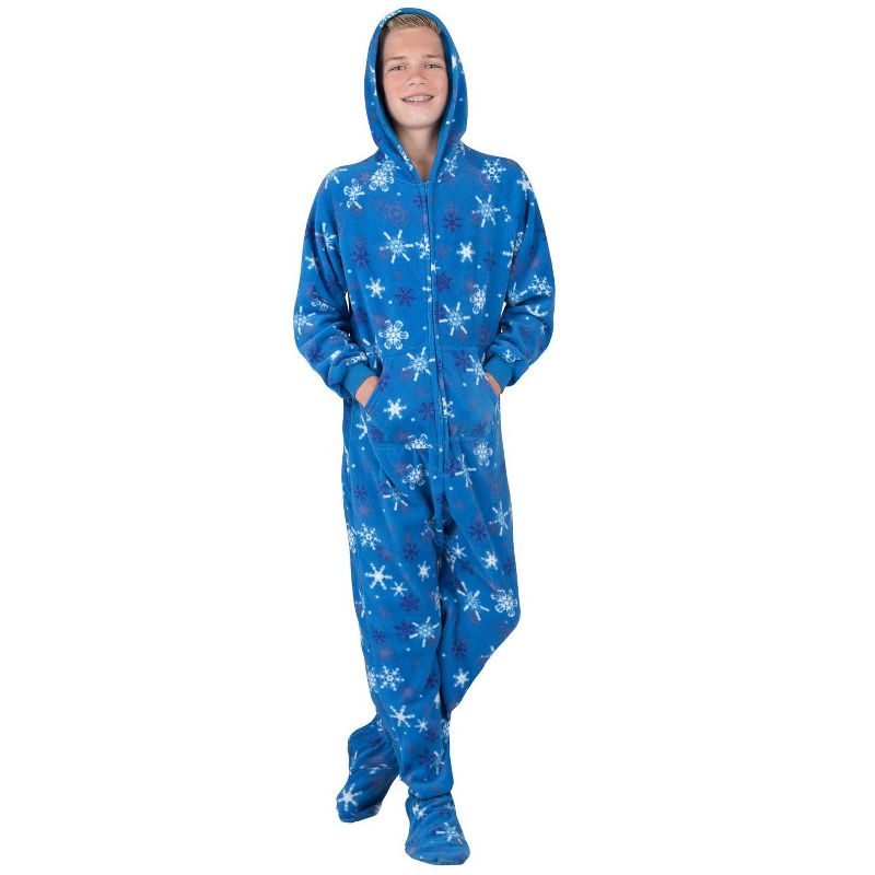 Footed Pajamas - Its A Snow Day Kids Hoodie Fleece Onesie, 2 of 5