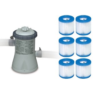 Intex 330 GPH Easy Set Filter Pump System for Above Ground Swimming Pools with GFCI and Type H Filter Cartridge Replacements, (6 Pack) - 1 of 4