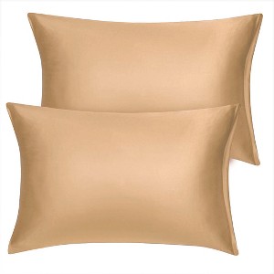 PiccoCasa Soft Sold Luxury Zipper Closure Silky Satin Pillowcases 2 Pcs - 1 of 3