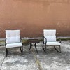Modern Accent 2 Seater Rocker Teapoy Set Of 3, Upholstered Rocker Armchair, Patio Furniture Porch Chairs, Soft Cushions Rocker - 2 of 4
