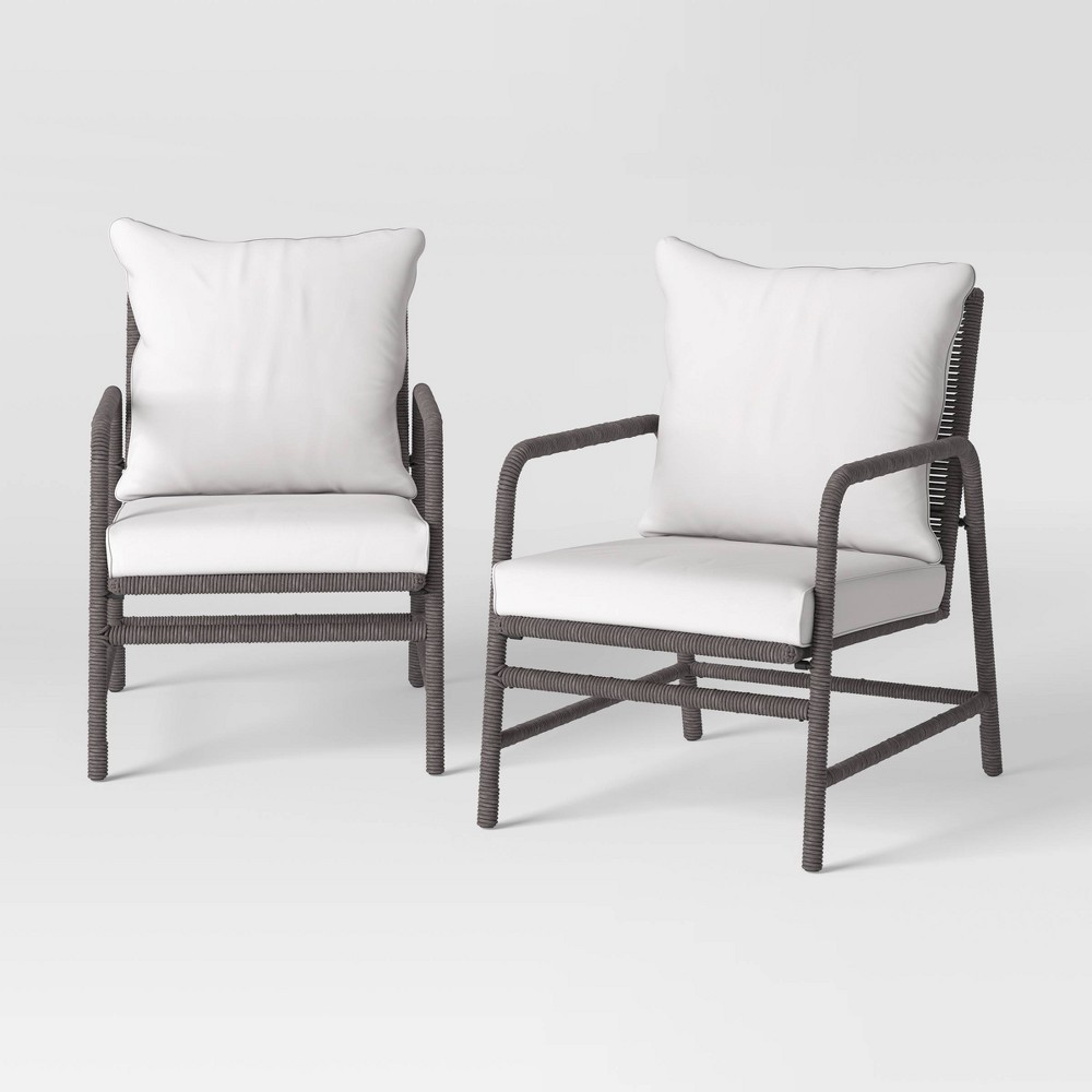 Granby 2pk Padded Wicker Patio Club Chairs - Brown - Threshold