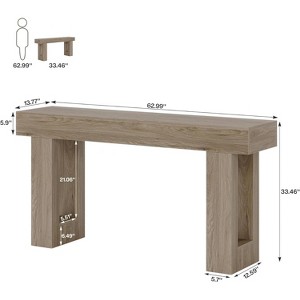 Gulches Country-Style Wooden Sofa Table, 63 Inch Rustic Console Table for Entryway, Durable & Versatile, Gray - 1 of 4