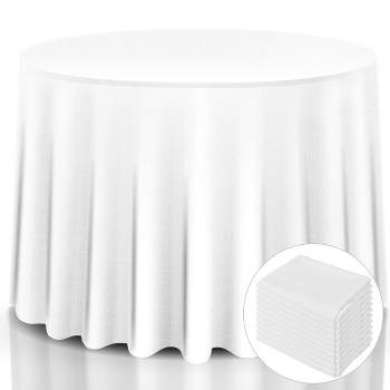 Costway 10 pcs 120'' Round Tablecloth Polyester For Home Wedding Restaurant Party White
