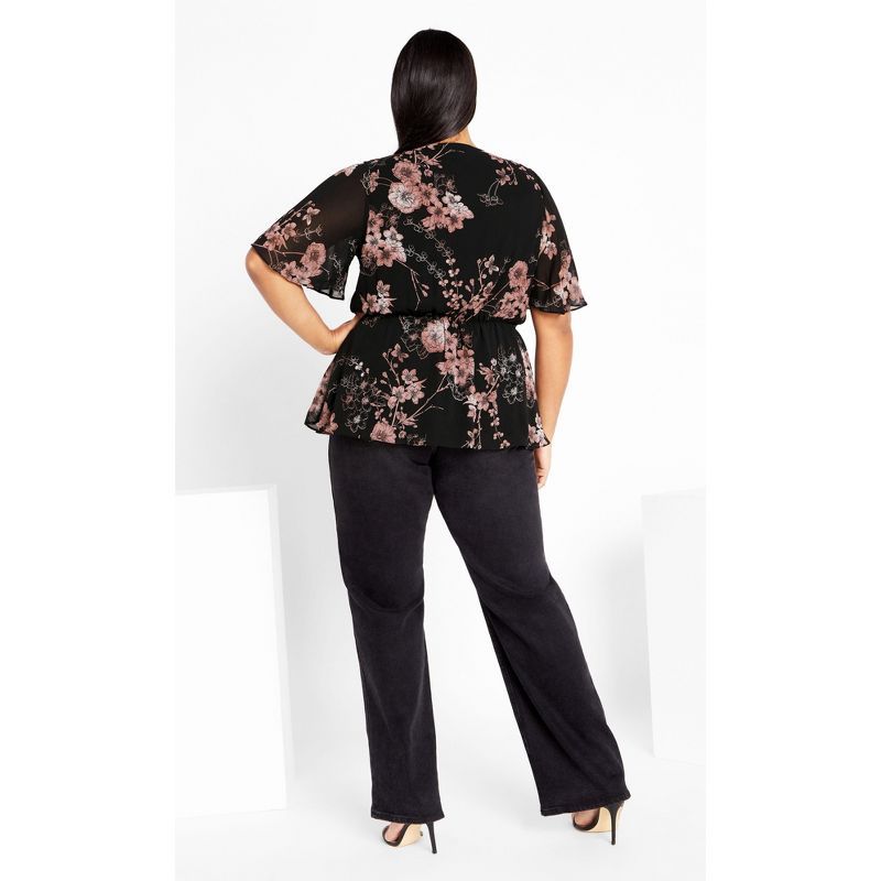 Women's Plus Size Blossom Love Top - black | CITY CHIC, 3 of 6
