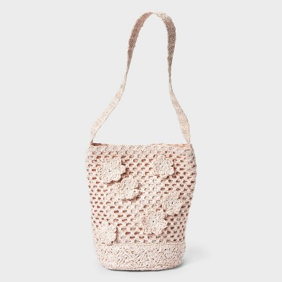 Straw Mini Floral Print Bucket Bag - A New Day™