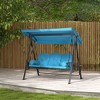 Outsunny 3-Seat Outdoor Patio Swing with Adjustable Tilt Canopy, Cushions, Pillow, Steel Frame, Side Tray, Cup Holder - 2 of 4