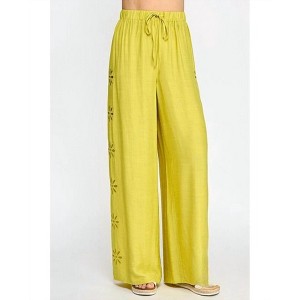 Women's Flower Cut Out With Embroidery Pants - milk & honey - 1 of 2