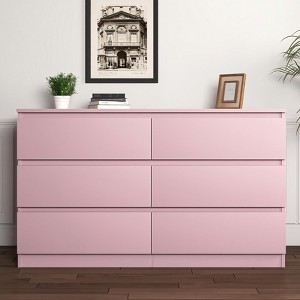 Resenkos Modern Mid Century 6 Drawer Wide Dressers Chests for Bedroom, Chest of Drawer Organizer - 1 of 4