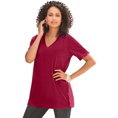 Roaman's Women's Plus Size Ultimate V Neck Tee