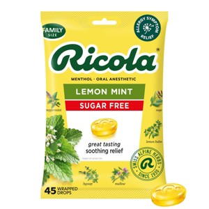 Ricola Throat Drops - Sugar Free Lemon Mint - 45ct: Gluten-Free