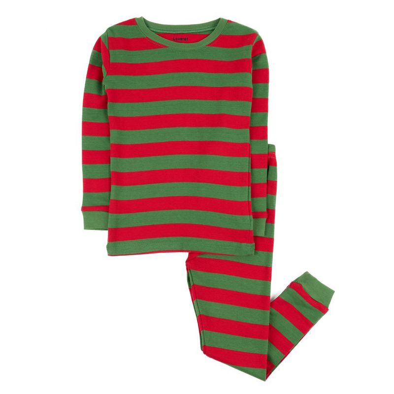 Leveret Kids Two Piece Cotton Striped Christmas Pajamas, 1 of 3