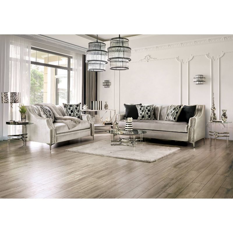 Westmoreland Nailhead Trim Sofa Silver - Furniture Of America, 4 of 9