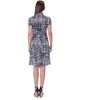 24seven Comfort Apparel Womens Print Short Sleeve Knee Length V Neck Rouched Wrap Dress - 3 of 4