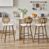 Bekrvio 26" Mid Century Modern Counter Height Bar Stools - Rattan Cane Back, Wood, PU Leather Upholstered for Kitchen Island Dining - 3 of 4