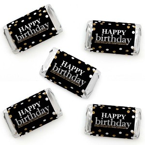 Big Dot of Happiness Adult Happy Birthday - Gold - Mini Candy Bar Wrapper Stickers - Birthday Party Small Favors - 40 Count - 1 of 4