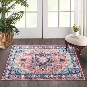 Boho Vintage Runner Rug - Washable floral hallway carpet, non-shedding for entryway - 1 of 4