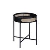 Round End Table, Wooden Top, Metal Legs, Rattan Insert Storage, Colson Finish-- Frevyn - 2 of 4