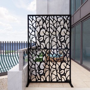 PAGED 72"H x 45.3"W Metal Outdoor Privacy Screen, Outdoor Privacy Screen Freestanding, Balcony Privacy Screen, Room Dividers and Patio Privacy Screens - 1 of 4